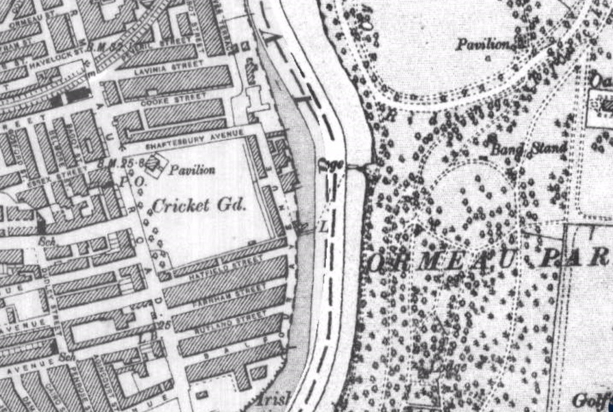 Belfast - Ormeau Cricket Ground : Map credit PRONI Northern Ireland maps